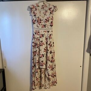 White floral high low dress